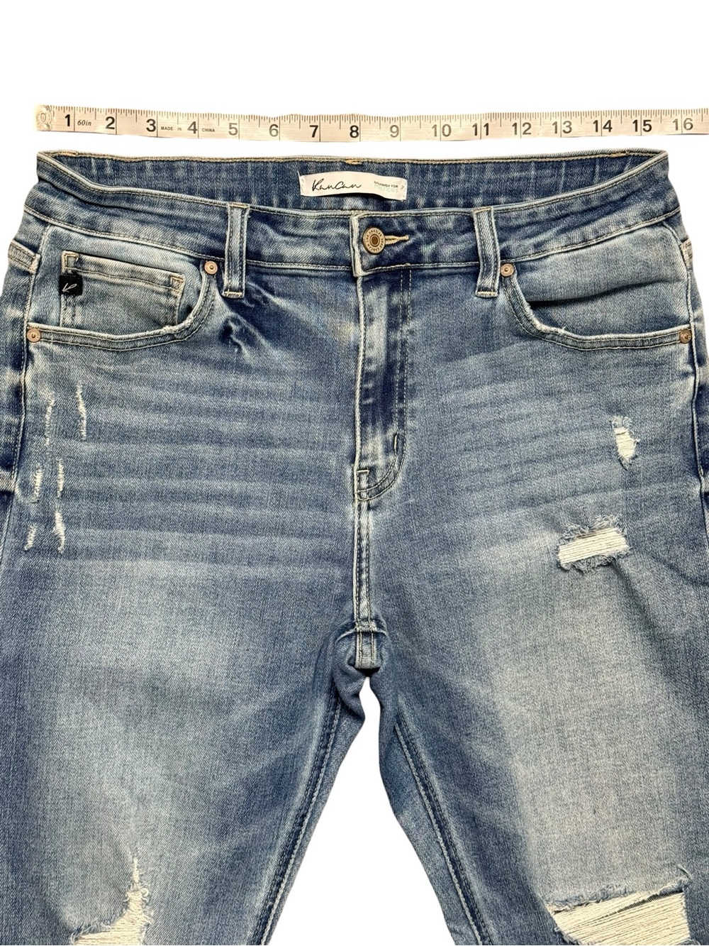 Kancan Size 31 Distressed Cropped Straight Leg Jeans Raw Hem - Picture 5 of 9